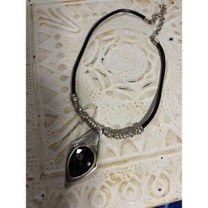 Chanour Pewter Smoky Crystal Necklace